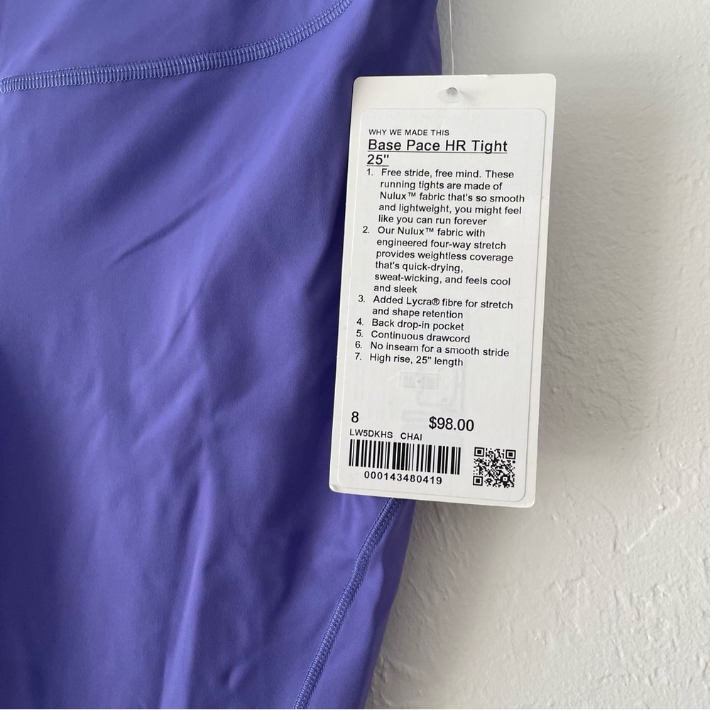 NWT lululemon Base Pace High Rise Tights 25” - Picture 9 of 11